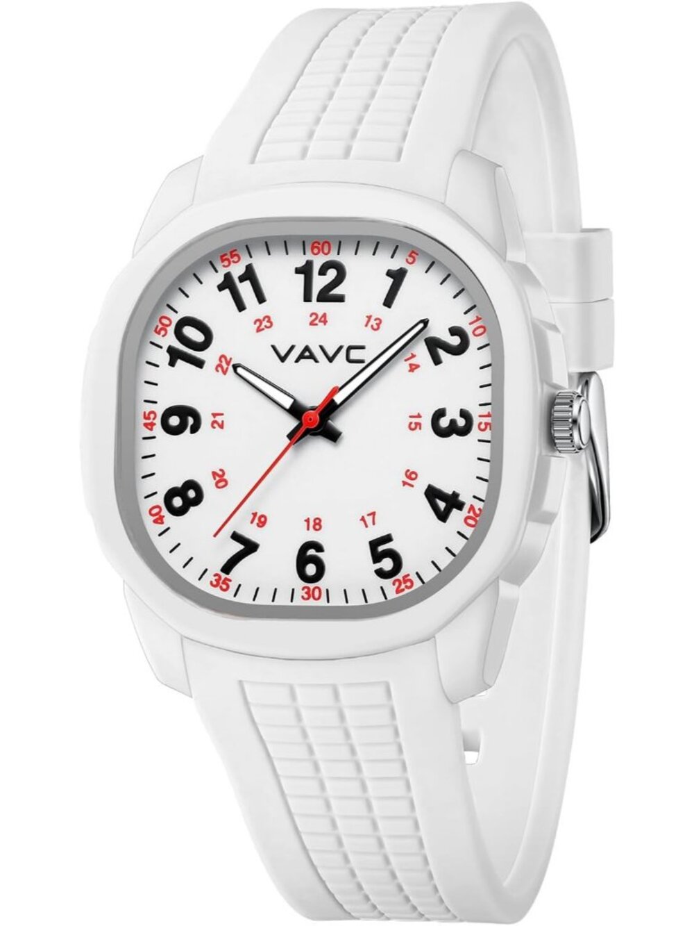 Women's White Comfortable Lightweight Case Silicone Band Easy to Read Dial Watch